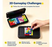 Shein 1 pieza Juguete de rompecabezas lógico de cuentas mágicas piramidales 2D 3D, juego de entrenamiento cerebral multinivel IQ, juguete STEM portátil de b