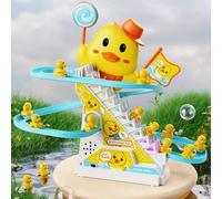 Shein 1 pieza Juguete educativo para niños con pato que sube escaleras, música y luces, tobogán eléctrico, regalo para festivales infantiles