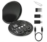 Shein 1 pieza Kit adaptador de cable de carga múltiple negro, kit convertidor de cable USB C a Micro USB/Lightning/USB A que se puede usar como soporte par