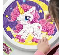Shein 1 pieza Kit de dibujo de diamantes para niños, Arte de gemas 5D, Kit de dibujo de diamantes de unicornio con lunares DIY, Adecuado para principiantes,