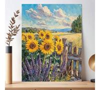 Shein 1 pieza Kit de pintar por números para adultos, Pintura de girasoles con números, acrílico en lienzo para trabajo manual como regalo o decoración del