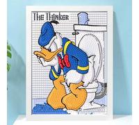 Shein 1 Pieza Kit de pintura de arte de diamantes en miniatura Dibujo animado dinámico de Disney Donald Duck Cuadro de arte en mosaico Decoración de escrito