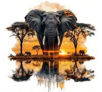 Shein 1 pieza Kit de Pintura de Diamantes 5D, [30*30cm/11.8*11.8in] [40*40cm/15.7*15.7in] Patrón de Elefante en Bosque, Apropiado para Adultos Principiantes