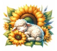 Shein 1 pieza Kit de pintura de diamantes 5D con patrón de oveja durmiente y girasol, [30*30cm/11.8*11.8in] [40*40cm/15.7*15.7in], adecuado para principiant