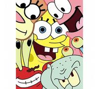 Shein 1 pieza Kit de pintura de diamantes 5D de perforación completa - Foto grupal de Bob Esponja, conjunto de arte de bordado de diamantes, decoración de p