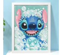 Shein 1 pieza Kit de pintura de diamantes de 17*22cm/6.69*8.66 pulgadas Lindo Stitch Disney Mosaico de diamantes completo en círculo 5D Arte de diamantes DI