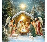 Shein 1 pieza Kit de pintura de diamantes en 5D con escena navideña de Jesús, tema navideño [30*30cm/11.8*11.8in][40*40cm/15.7*15.7in] Adecuado para princip