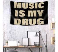 Shein 1 pieza - La música es mi pasión, diseño de arte de dibujos animados abstractos Tapiz, bandera colgante de pared colorida, decoración de Halloween, de