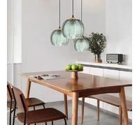 Shein 1 pieza Lámpara colgante de vidrio de 15/20/25CM de diámetro, compatible con diferentes bombillas DIY, con patrón de hoja y cable ajustable, lámpara c