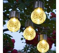 Shein 1 pieza Lámpara colgante solar de luz cálida tipo vela, pequeña lámpara de cristal agrietado para protección exterior de la lluvia, decoración de jard