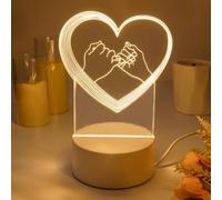 Shein 1 pieza Lámpara de atmósfera romántica 3D creativa, luz nocturna rosa con brillo/7 colores táctil/luz nocturna de color blanco cálido sólido, regalo d