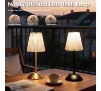 Shein 1 pieza Lámpara de escritorio decorativa con control táctil LED, base de metal, iluminación ajustable en 3 colores, carga USB, adecuada para varios am