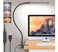 Shein 1 pieza Lámpara de escritorio LED con pinza, luz de abrazadera que cuida los ojos, 3 modos de brillo, brazo de cuello de cisne largo y flexible, mater