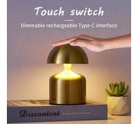 Shein 1 pieza Lámpara de escritorio LED táctil inalámbrica, lámpara moderna tipo macarrón y seta, lámpara de mesita de noche regulable en 3 colores, luz noc