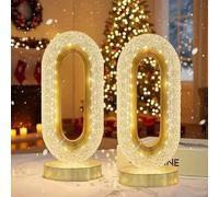 Shein 1 pieza Lámpara de escritorio ovalada de cristal, iluminación de riel acrílica, recargable por USB, LED de 3 colores ajustables, decoración de escrito