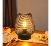 Shein 1 PIEZA Lámpara de escritorio retro de hierro forjado con forma de jaula de pájaros, lámpara decorativa de mesa de comedor alimentada por batería para