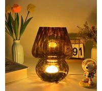 Shein 1 pieza Lámpara de mesa con forma de champiñón linda, con patrones de rayas y lunares, alimentado por USB, ajuste de luz de tres colores, Body de lámp