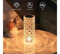 Shein 1 pieza Lámpara de mesa de cristal de rosa RGB, luz nocturna de atmósfera LED con cambio de 16 colores, control táctil y remoto, lámpara de noche reca