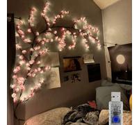 Shein 1 pieza Lámpara de rama de sakura, alimentada por USB, 8 modos de iluminación, suave y flexible, adecuada para uso en interiores/exteriores, ideal par