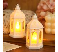 Shein 1 pieza Lámpara decorativa con forma de farol retro miniatura con batería, luz nocturna de decoración de mesa interior, Mini luces de viento, adecuada