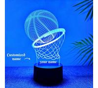 Shein 1 pieza Lámpara personalizada de ilusión 3D de aro de baloncesto, luz decorativa nocturna como regalo para amantes del baloncesto, decoración de habit
