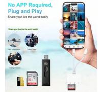 Shein 1 pieza Lector de tarjeta SD con doble USB y triple adaptador USB 3.0, para leer tarjetas SD/TF, compatible con MacBook/iPad/15 Pro Max/15 Pro/15 Plus