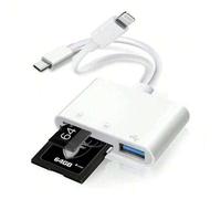 Shein 1 pieza Lector de tarjetas con múltiples ranuras, compatible con tarjetas SD y TF, compatible con MacBook/iPad/17 Pro Max/17 Pro/17/Air/16/15/14/13/12