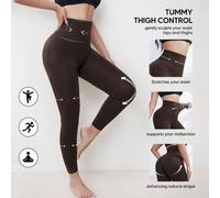 Shein 1 pieza Leggings de cintura alta con control de abdomen, pantalones de yoga que levantan el trasero, mallas sin costuras para entrenamiento, tela elás