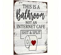 Shein 1 pieza Letrero de decoración de baño de madera divertido, letrero de decoración de pared que indica "Esto no es un baño, esto no es Internet", tamaño