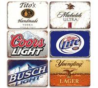 Shein 1 pieza Letrero de lata de colección de cerveza retro, señal de metal para bar, cueva de hombre, pub, club, patio trasero, porche, hogar, cocina, rest