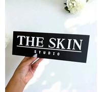 Shein 1 pieza Letrero de logo 3D personalizado de acrílico para puerta o pared, letrero de salón moderno con separadores, señalización comercial, placa de p