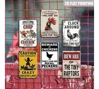 Shein 1 pieza, Letrero de metal de la casa de pollo, Cluck Around And Find Out Señal divertida, Placa de pared vintage de advertencia de pollo, Decoración d