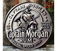 Shein 1 pieza Letrero de metal vintage de "Captain Morgan" Rum - 20x20cm, Letrero decorativo de Ron con diseño floral, perfecto para barra en casa, bar o re