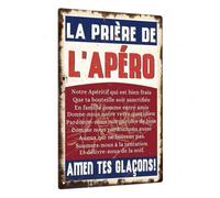 Shein 1 pieza Letrero de metal vintage francés Putuo Decor, "La Priere De L'aperot", decoración de pared para el hogar, granja, bar, pub, club, cueva de hom