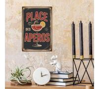Shein 1 pieza Letrero de metal vintage francés Putuo Decor, La Priere De L'aperot, decoración de pared para el hogar, granja, bar, pub, club, cueva de hombr