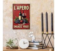 Shein 1 pieza Letrero de metal vintage francés Putuo Decor, La Priere De L'aperot, decoración de pared para el hogar, granja, bar, pub, club, cueva de hombr