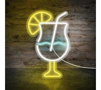 Shein 1 pieza Letrero de neón de arte de pared con vaso de jugo/cóctel LED para pub, club, restaurante, hotel, fiesta, tienda, habitación de blogger, decora