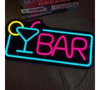 Shein 1 pieza Letrero de neón LED para bar y fiesta, regulable con interruptor de brillo, alimentado por USB, ideal para festival de música, bar, discoteca,