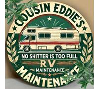 Shein 1 pieza Letrero redondo de metal estilo vintage "Primo Eddie's RV Maintenance" - Decoración de pared de metal estilo retro, apropiado para el hogar, c