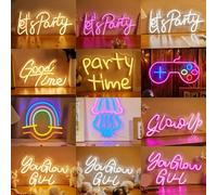 Shein 1 Pieza Let's Party Signo De Neón En Forma De Alfabeto Con Led Y Alimentado Por Usb, Para Decoración De Pared De Dormitorio, Decoración De Festivales