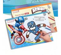 Shein 1 Pieza Libro de dibujo con imagen de personaje lindo de Iron Man y Capitán América de Marvel con licencia oficial, papel blanco grueso especial para