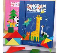 Shein 1 pieza Libro de puzle magnético Tangram, juguete Montessori, adecuado para niños pequeños, niños, bebés, juguetes magnéticos, juegos magnéticos para