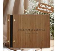 Shein 1 pieza Libro de visitas de boda personalizado con texto, Libro del oficiante de la ceremonia de boda personalizado con texto en color marrón claro, L