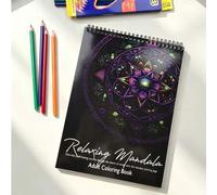 Shein 1 pieza Libro para colorear para aliviar el estrés, patrón floral de mandala, libro de garabatos escolares, cuaderno de pintura y colorear, libro para