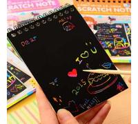 Shein 1 pieza Libros de arte para rascar, 10 hojas de papel de arte para rascar con 1 bolígrafo, arte de papel negro para rascar 5,51*5,57 pulgadas para niñ