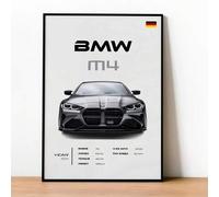 Shein 1 pieza Lienzo de arte de pared BMW E30 M3 - Póster de coche clásico al atardecer - Impresión de lienzo de algodón de coche vintage, póster, decoració