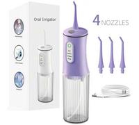 Shein 1 pieza Limpiador dental inalámbrico recargable portátil, Irrigador dental eléctrico con 4 modos y 4 boquillas, Adecuado para el cuidado oral en el ho