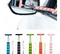 Shein 1 pieza Limpiaparabrisas retráctil para espejo retrovisor de coche, con mango de esponja y cabezal de cepillo de silicona, herramienta de limpieza por