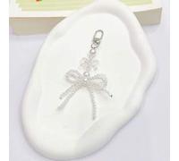 Shein 1 pieza Lindo colgante de llavero con mariposa de cuentas, accesorio con decoración de flores, regalo para amigos, encanto para funda de teléfono y ll