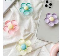 Shein 1 pieza Lindo soporte de teléfono expandible con flor, de resina transparente, soporte de escritorio floral expandible para teléfono, con pegatina adh